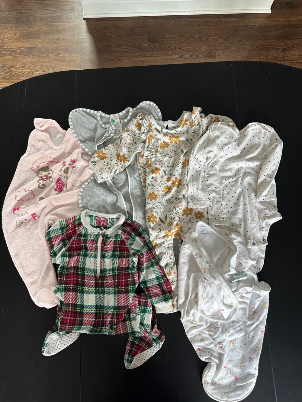 Mixed Baby Girl Sleepers Bundle - Floral, Pink, Plaid, Polka Dot